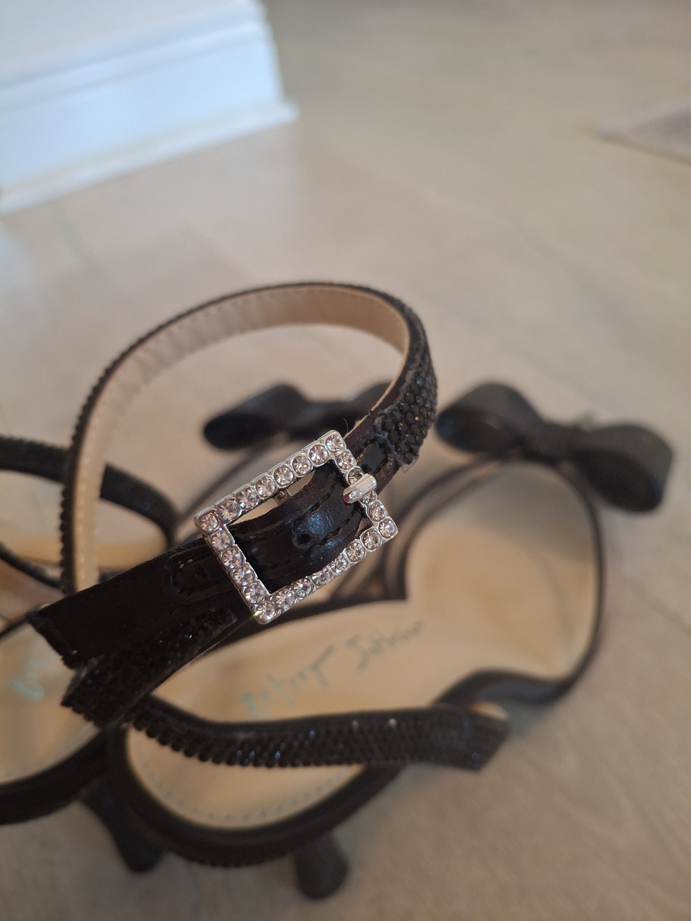 Betsey Johnson Black Bow Ankle-Strap Dress Sandals - Picture 4 of 6